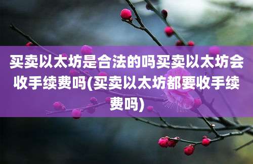 买卖以太坊是合法的吗买卖以太坊会收手续费吗(买卖以太坊都要收手续费吗)