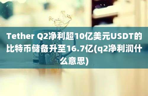 Tether Q2净利超10亿美元USDT的比特币储备升至16.7亿(q2净利润什么意思)