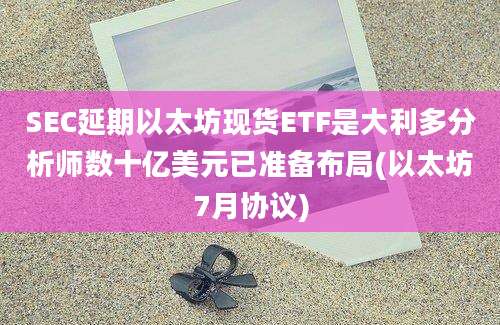 SEC延期以太坊现货ETF是大利多分析师数十亿美元已准备布局(以太坊7月协议)