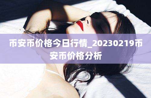 币安币价格今日行情_20230219币安币价格分析