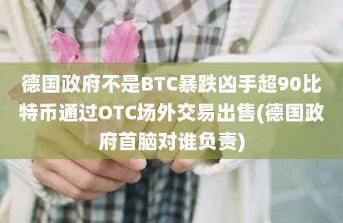 德国政府不是BTC暴跌凶手超90比特币通过OTC场外交易出售(德国政府首脑对谁负责)