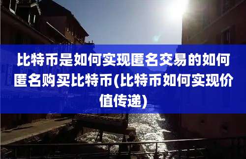 比特币是如何实现匿名交易的如何匿名购买比特币(比特币如何实现价值传递)