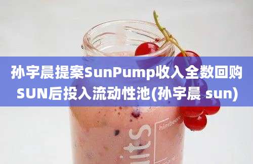 孙宇晨提案SunPump收入全数回购SUN后投入流动性池(孙宇晨 sun)