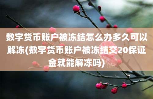 数字货币账户被冻结怎么办多久可以解冻(数字货币账户被冻结交20保证金就能解冻吗)