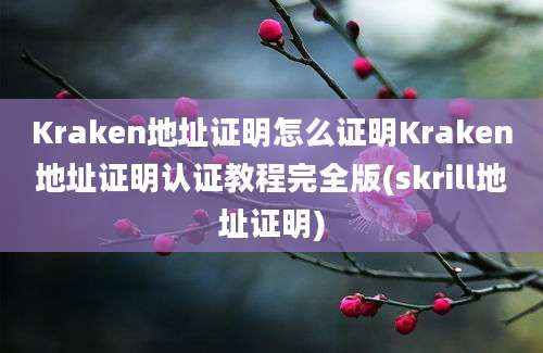 Kraken地址证明怎么证明Kraken地址证明认证教程完全版(skrill地址证明)