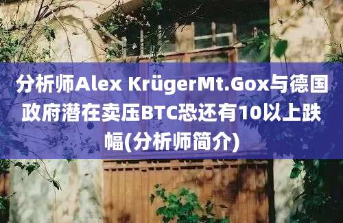 分析师Alex KrügerMt.Gox与德国政府潜在卖压BTC恐还有10以上跌幅(分析师简介)