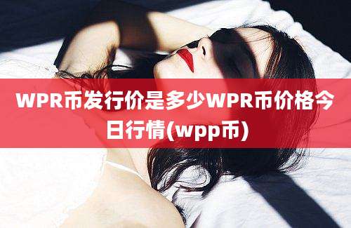 WPR币发行价是多少WPR币价格今日行情(wpp币)