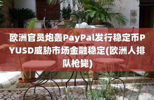 欧洲官员炮轰PayPal发行稳定币PYUSD威胁市场金融稳定(欧洲人排队枪毙)