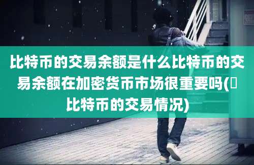 比特币的交易余额是什么比特币的交易余额在加密货币市场很重要吗(犇比特币的交易情况)