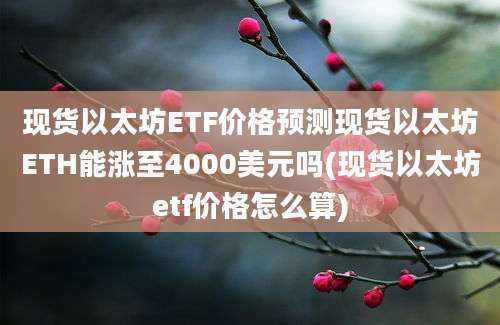 现货以太坊ETF价格预测现货以太坊ETH能涨至4000美元吗(现货以太坊etf价格怎么算)