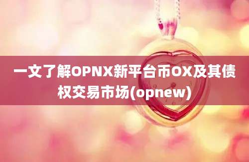 一文了解OPNX新平台币OX及其债权交易市场(opnew)