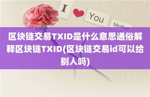 区块链交易TXID是什么意思通俗解释区块链TXID(区块链交易id可以给别人吗)