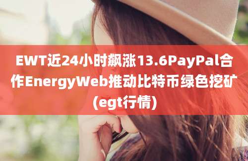 EWT近24小时飙涨13.6PayPal合作EnergyWeb推动比特币绿色挖矿(egt行情)