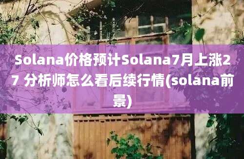 Solana价格预计Solana7月上涨27 分析师怎么看后续行情(solana前景)