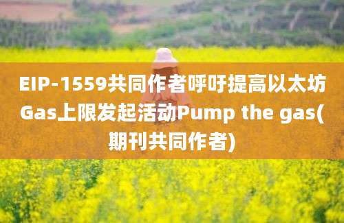 EIP-1559共同作者呼吁提高以太坊Gas上限发起活动Pump the gas(期刊共同作者)