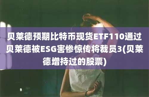 贝莱德预期比特币现货ETF110通过贝莱德被ESG害惨惊传将裁员3(贝莱德增持过的股票)