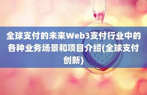 全球支付的未来Web3支付行业中的各种业务场景和项目介绍(全球支付创新)