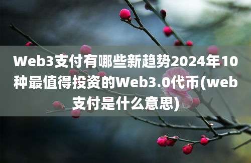 Web3支付有哪些新趋势2024年10种最值得投资的Web3.0代币(web支付是什么意思)