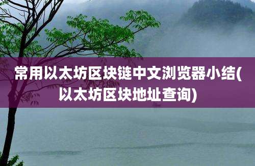 常用以太坊区块链中文浏览器小结(以太坊区块地址查询)