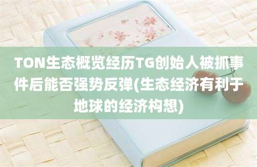 TON生态概览经历TG创始人被抓事件后能否强势反弹(生态经济有利于地球的经济构想)