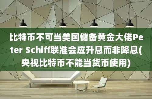 比特币不可当美国储备黄金大佬Peter Schiff联准会应升息而非降息(央视比特币不能当货币使用)