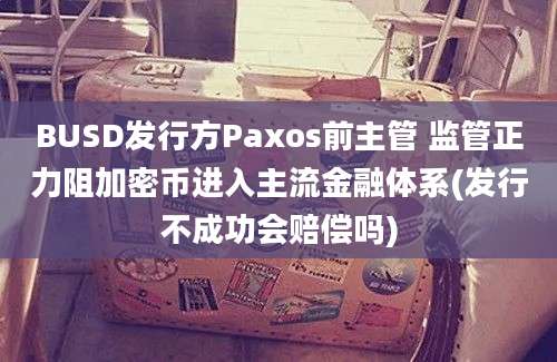 BUSD发行方Paxos前主管 监管正力阻加密币进入主流金融体系(发行不成功会赔偿吗)