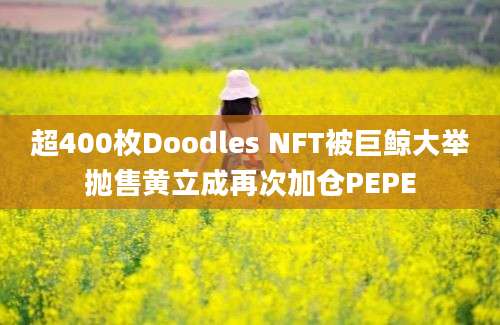 超400枚Doodles NFT被巨鲸大举抛售黄立成再次加仓PEPE