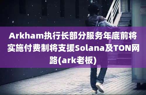 Arkham执行长部分服务年底前将实施付费制将支援Solana及TON网路(ark老板)