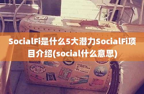 SocialFi是什么5大潜力SocialFi项目介绍(social什么意思)