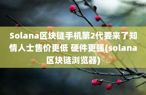 Solana区块链手机第2代要来了知情人士售价更低 硬件更强(solana区块链浏览器)