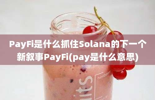 PayFi是什么抓住Solana的下一个新叙事PayFi(pay是什么意思)