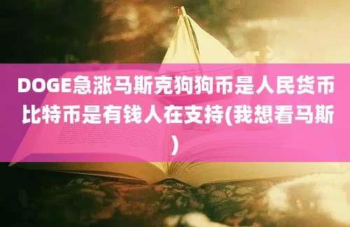 DOGE急涨马斯克狗狗币是人民货币 比特币是有钱人在支持(我想看马斯)