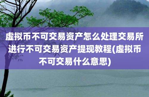 虚拟币不可交易资产怎么处理交易所进行不可交易资产提现教程(虚拟币不可交易什么意思)