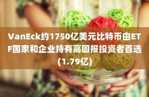 VanEck约1750亿美元比特币由ETF国家和企业持有高回报投资者首选(1.79亿)