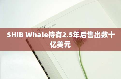 SHIB Whale持有2.5年后售出数十亿美元