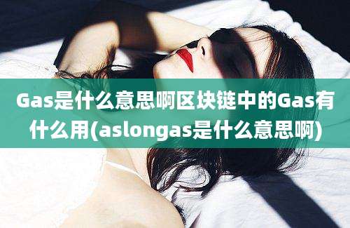 Gas是什么意思啊区块链中的Gas有什么用(aslongas是什么意思啊)