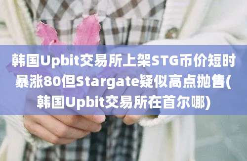 韩国Upbit交易所上架STG币价短时暴涨80但Stargate疑似高点抛售(韩国Upbit交易所在首尔哪)