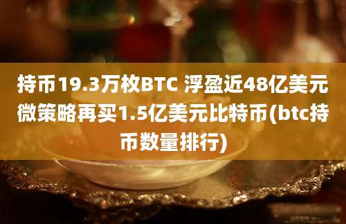 持币19.3万枚BTC 浮盈近48亿美元微策略再买1.5亿美元比特币(btc持币数量排行)