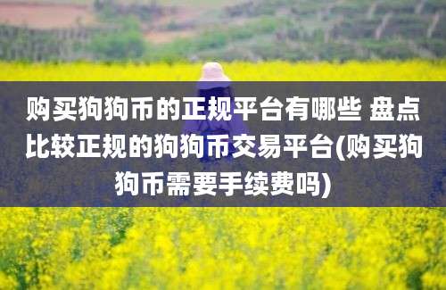 购买狗狗币的正规平台有哪些 盘点比较正规的狗狗币交易平台(购买狗狗币需要手续费吗)