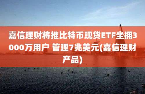 嘉信理财将推比特币现货ETF坐拥3000万用户 管理7兆美元(嘉信理财产品)