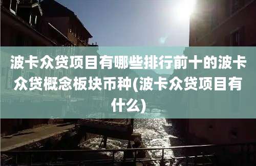 波卡众贷项目有哪些排行前十的波卡众贷概念板块币种(波卡众贷项目有什么)