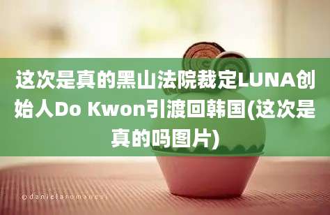 这次是真的黑山法院裁定LUNA创始人Do Kwon引渡回韩国(这次是真的吗图片)