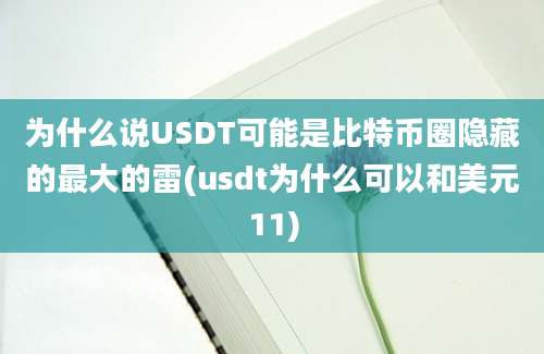 为什么说USDT可能是比特币圈隐藏的最大的雷(usdt为什么可以和美元11)