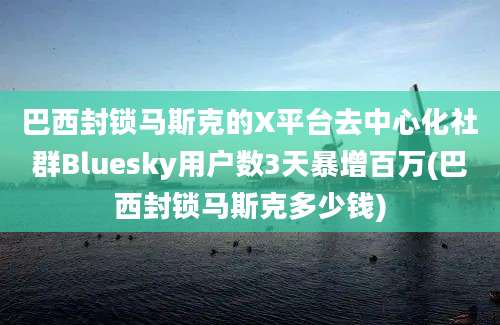 巴西封锁马斯克的X平台去中心化社群Bluesky用户数3天暴增百万(巴西封锁马斯克多少钱)