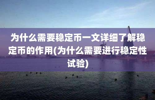 为什么需要稳定币一文详细了解稳定币的作用(为什么需要进行稳定性试验)