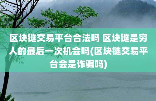 区块链交易平台合法吗 区块链是穷人的最后一次机会吗(区块链交易平台会是诈骗吗)