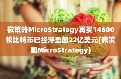 微策略MicroStrategy再买14600枚比特币已经浮盈超22亿美元(微策略MicroStrategy)