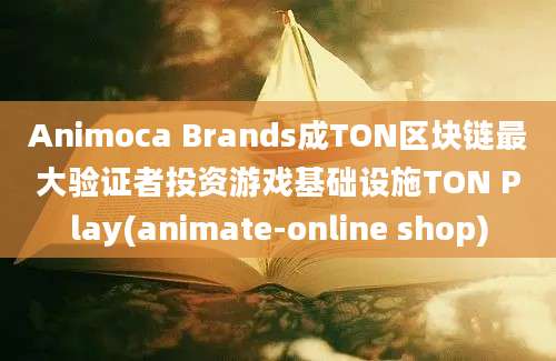 Animoca Brands成TON区块链最大验证者投资游戏基础设施TON Play(animate-online shop)