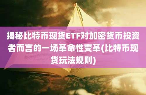 揭秘比特币现货ETF对加密货币投资者而言的一场革命性变革(比特币现货玩法规则)