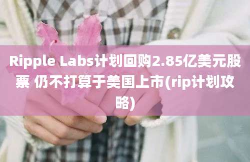 Ripple Labs计划回购2.85亿美元股票 仍不打算于美国上市(rip计划攻略)